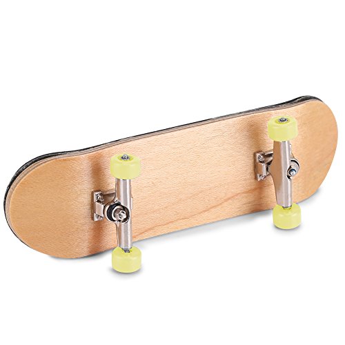 Milltrip Wooden Finger Skateboards, 1Pc Maple Wooden Alloy Fingerboard Finger Skateboards with Box Reduce Pressure Gifts (Yellow) - color: Yellow