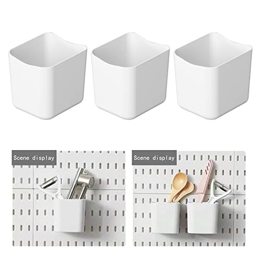 Chris.W 3Pack Pegboard Containers Pegboard Pencil Cup Basket White Pegboard Bins Accessories Peg Attachments for Arts Crafts Pens - Compatible with IKEA Skadis Pegboard(3.5"x 3"x 3.1") - color: 3pcs Pegboard Containers