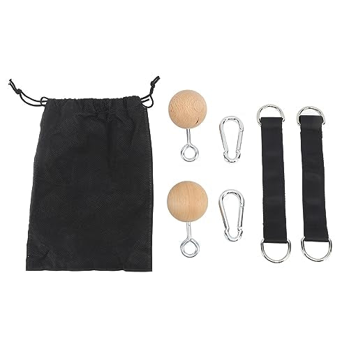 Wooden Pull Up Balls, Rock Climbing Holds Training Set for Arm Strength and Grip, with Stainless Steel Hook and Nylon Webbing, Great for Home Workout and Travel
