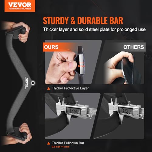 VEVOR LAT Pulldown Attachments, Cable Machine Rowing T-bar V-bar Tricep Pull Down Bar, Back Strength Training Rubber Coated Handle Grip, Bicep Curl Tricep LAT Pulldown Bar for Home Gym Fitness - size: 24x5.5x6.7"