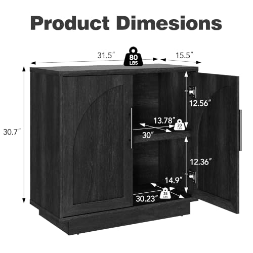 Fatmok Arched Sideboard Buffet Accent Cabinet, 31.5" Credenza with Adjustable Shelf, 3-Piece Modular Coffee Station Storage for Kitchen Living Room Bedroom, Black Grey - color: Ccc-black Grey