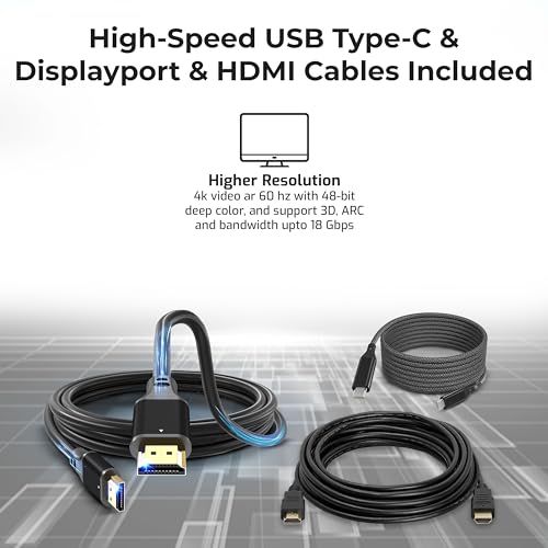WD19 Dell Docking Station Dual Monitor - USB-C Dock with 180W Adapter, HDMI, DisplayPort, USB-C Cables - Dell Laptop Docking Station (Renewed)