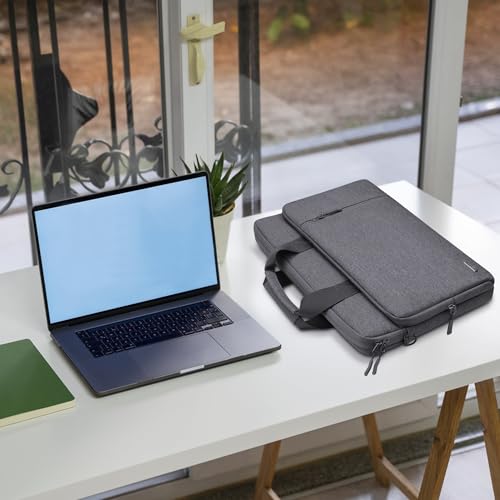 TECOOL 14 Inch Laptop Bag, 360 Protective Case Sleeve Messenger Bag | Waterproof Computer Briefcase with Shoulder Strap for 14 Inch Acer ASUS Lenovo HP Dell Laptop, MacBook Air 15,Dark Grey - color: Dark Grey, size: 14-15 Inch