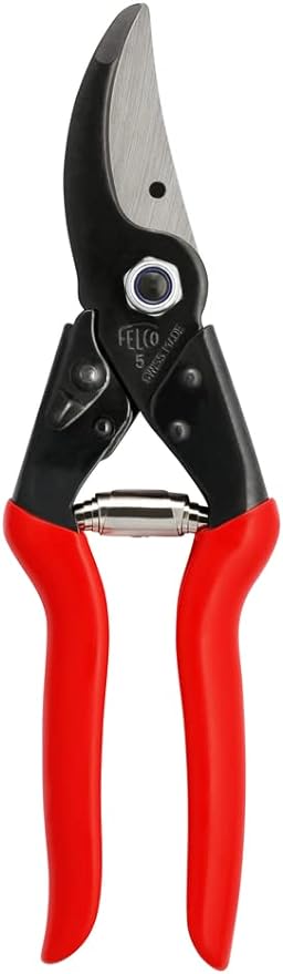 Felco F5 Pruning Shears – 8.9" Swiss-Made Garden Clippers with Revolving Handle | Hand Pruners for Gardening | Garden Tool Cutter with Precision Bypass Blade, Forged Aluminum Body, Replaceable Parts