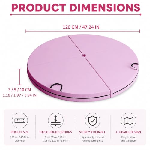 Folding Portable Pole Dance Crash Pad, Fitness Gymnastic Yoga Safety Protection Pad, Round Foldable Aerial Yoga Mat for Pole Dancing, Gymnastics, Aerial Hoop - size: 120*3cm/47.2*1.2in
