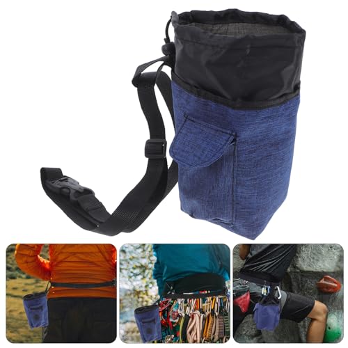 Bouldering Chalk Bag with Waist Belt Non-Slip Climbing Chalk Pouch for Rock Climbing and Gymnastics for Outdoor Mountaineering Navy Blue
