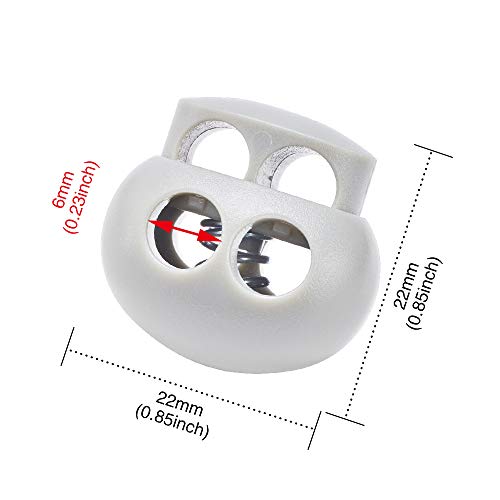 DYZD Plastic Cord Lock End Toggle Double Hole Spring Stopper Fastener Slider Toggles End (White 10PCS) - color: White