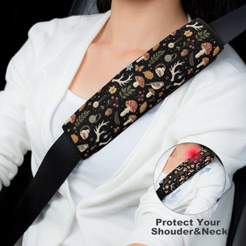 2 Pack Universal Soft and Comfortable Car Seat Straps Shoulder Pads for Kids, All Vehicles, Witch Mushroom Gifts Neck Strap Covers, Neck and Shoulder Support - color: Pattern 320