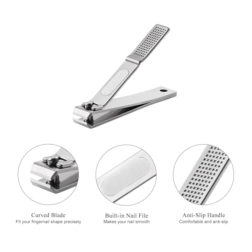 Nail Clippers Set with Visibly Tin Case, Silver | Ultra Sharp, Sturdy Fingernail and Toenail Clipper Cutters - color: Silver
