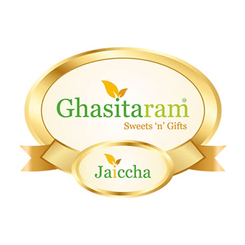Ghasitaram Gifts Rakhi for Brother Rakhis Online - RM-217 Bhaiya Bhabhi Rakhi with 400 GMS of Soan Papdi