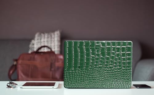 Crocodile Case for MacBook Air 13 inch M1 2022 2021 2020 2019 2018 A2337 A2179 A1932, Crocodile MacBook Air M1 Case, Aligator Skin Snakeskin PU Leather Hardshell & Keyboard Cover, Emerald Green - color: # Shiny Green Crocodile