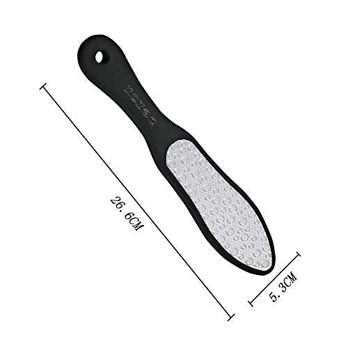 BEZOX Foot File (1 PCS), Double Sided Foot Scraper Callus Remover, Foot Rasp for Cracked Heel and Foot Corn Removal, Stainless Steel Pedicure File W/Cloth Storage Bag - style: Black