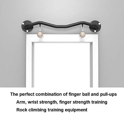 Wall-Mounted Horizontal Bar， Home Pull-up Wrist Strength Training Finger Grip Ball， Rock Climbing Equipment， Load 200kg， - color: Black