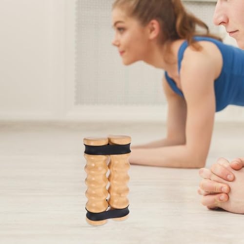 UPKOCH Wooden Handle Elastic Workout Bands 2pcs Resistance Exercise Stick for Shoulder and Chest Strength Training Joint Rehab Home Gym Core Workouts