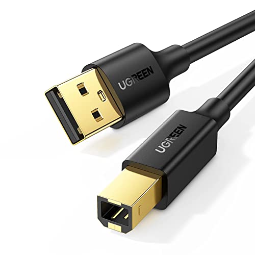 UGREEN USB A to B Printer Cable 6.6ft, High Speed for HP Canon Brother | 480Mbps Data Transfer, Plug and play, Durable PVC, Works with HP, Canon, Brother, Samsung, Dell, Epson, Lexmark, and More - size: 6.6 FT