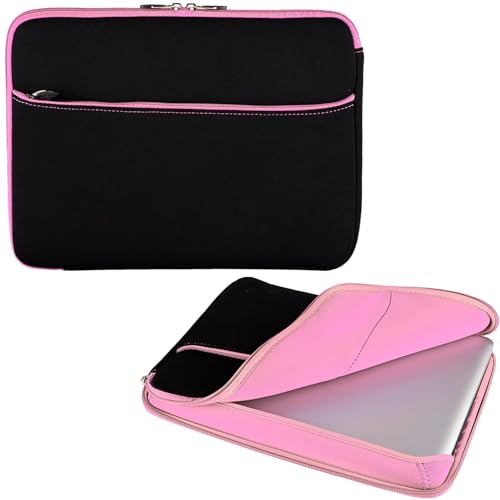 Neoprene 13.3 inch Laptop Sleeves, Slim Computer Bag for 13 in Notebooks, Tablets, Protective Cover for Men and Women - color: Black / Soft Pink