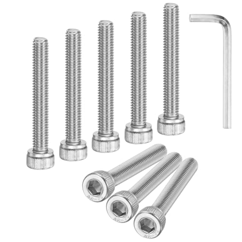 M METERXITY 20-Pack M5 x 50mm Socket Head Cap Screws, 304 Stainless Steel Hex Machine Bolts, Allen Socket Drive Screw with Hex Wrench for Repair/DIY, Fully Threaded Fasteners Kit [Silver] - size: M5 x 50mm