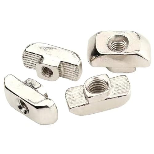 50 Pcs 3030 Series M6 T Nuts, T Slot Nut Hammer Head Fastener Nut, Nickel Plated Carbon Steel Nut for European Aluminum Profile,Drop in T Slot Nuts Assortment Kit(30-M6) - size: 30-M6(50 Pcs）