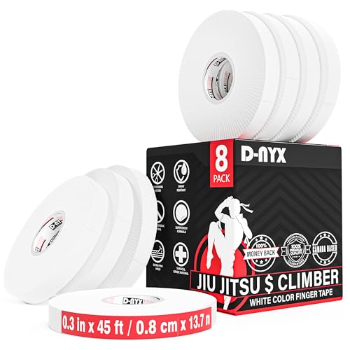 Finger Tape Athletic Sports Wrap, Black or White 0.3 inch or 1.5 inch Rock Climbing BJJ Jiu Jitsu MMA Grappling Martial Arts Volleyball Weight Training Wrestling Hand Tape (White, 0.3 inch)