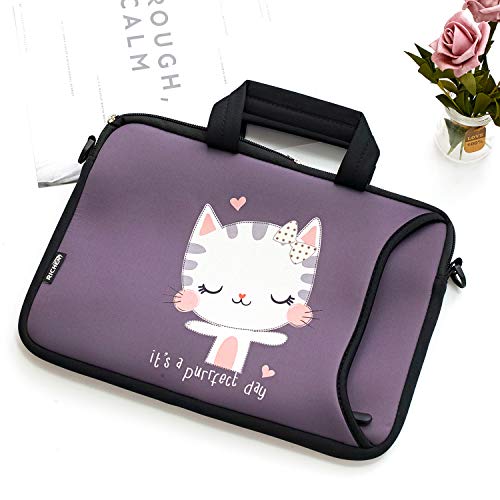 10 inch Messenger Bag Carrying Case Sleeve with Handle Accessory Pocket Fits 7 to 10-Inch Laptops/Notebook/ebooks/Kids Tablet/Pad (7-10.2 inch, Cute Cat) - color: Cute Cat, size: 7-10.2 inch