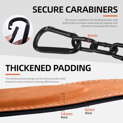 Heavy-Duty Leather Weightlifting Dip Belt with Steel Chain—Weightlifting, Squats, Deadlifts, Weighted pull-ups, Push-ups and Progressive Resistance Training - color: Military Green