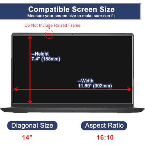 Magnetic Privacy Screen Protector for 14 Inch 16:10 Aspect Ratio Screen Anti-Spy, Anti-Glare, Anti-Blue Light Protection, Enhanced Screen Clarity & Scratch Guard - size: 14 inch