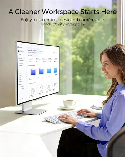 seenda Rechargeable Wireless Keyboard and Mouse Combo, Silver and White | Quiet, slim full-size keyboard with numpad, 2.4GHz USB receiver, USB-C charging, 3-level DPI mouse for Windows PCs/laptops - color: White and Silver