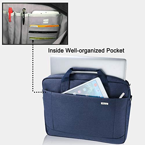 Voova 15.6-15 Inch Laptop Bag, Computer Bag, MacBook Bag, Blue | Expandable splash-proof laptop messenger bag with removable strap; fits notebooks, MacBook, HP, Dell, Lenovo and Asus - color: Blue, size: 14-15.6 Inch