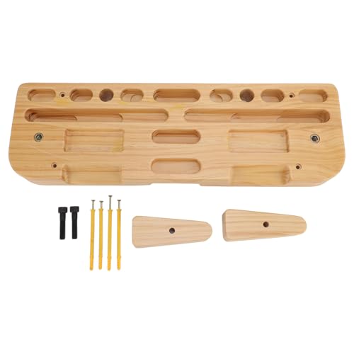 RiToEasysports Rock Climbing Hang Board, Solid Wood Fingerboard Training Board with Various Grip Holes for Home Gym Outdoor Strength Exercise
