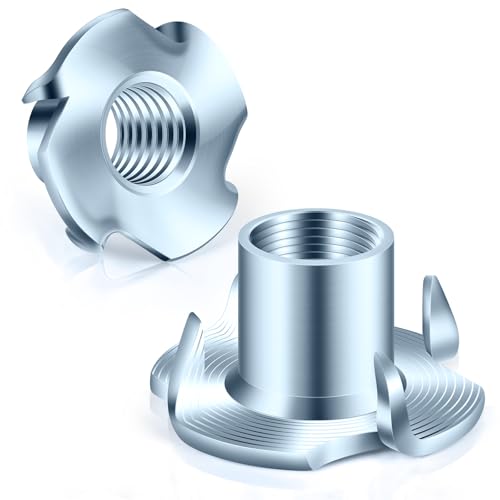 M8 T-Nuts zinc Plated Steel, 4-Pronged Tee Nut for Wood, Rock Climbing Holds, Furniture, 50 PCS - color: Zinc Coated Steel, size: M8