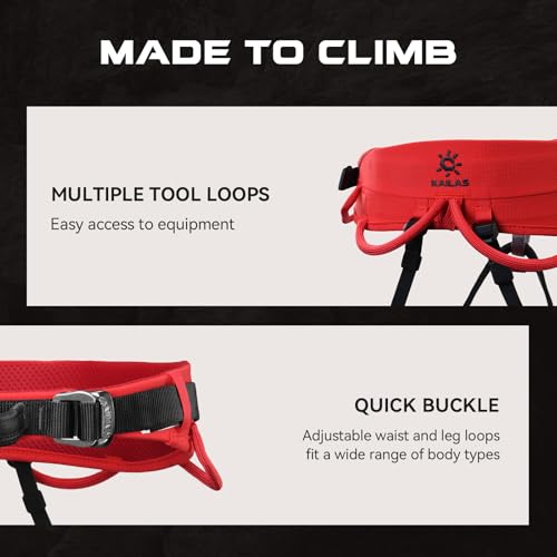 KAILAS Airo Rock Climbing Harness Men Roofing Harnesses Rescue Mountaineering Safety Belt Women Comfortable Lightweight - color: Red, size: Medium