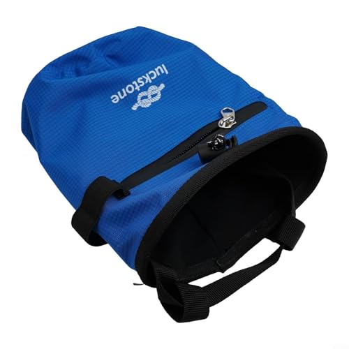 FABULETTA Climbing Chalk Bag for Rock Climbing, Gymnastics Chalk Pouch with Belt, No Leak Design, Storage Pockets, Adjustable Waist Strap for Bouldering and(Blue) - size: Blue
