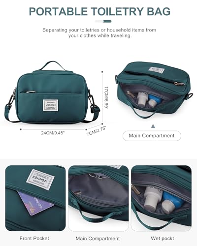 Gym Bag for Women Men, Sport Duffel Bag with Toiletry Bag & Shoe Compartment,Waterproof Travel Weekender Overnight Carry on Bag for Yoga with Trolley Sleeve, Peacock Blue Set - color: A4-Peacock Blue Set