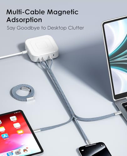 Magnetic 240W USB C to USB C Cable, Coiled USB Type C Cable Fast Charging for iPhone 15/15 Plus/15 Pro/15 Pro Max, MacOS, i-Pad Pro, Samsung Galaxy S24/S23/S22 Ultra, Switch 5FT Blue | Winding Cable Fast Charging for iPhone 17/16/15 Plus/15 Pro/15 Pro Max