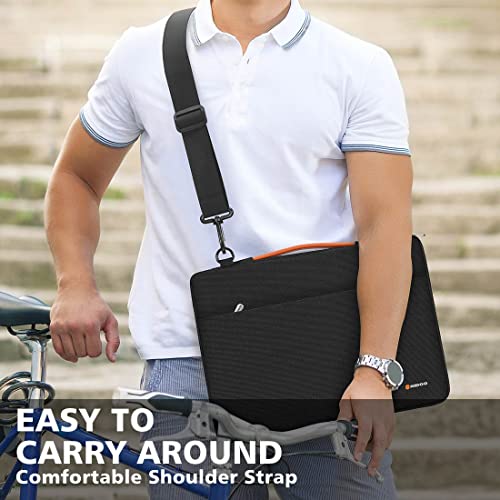 NIDOO 14 inch Laptop Sleeve case Notebook Shoulder Bag Protective Carrying Handbag for 15" Surface Laptop 3 4/14" Chromebook 3 / Thinkpad T495 T495s / Dell Latitude 14 15 / Acer Chromebook Spin 514 - color: Black - Shoulder, size: 14 inch