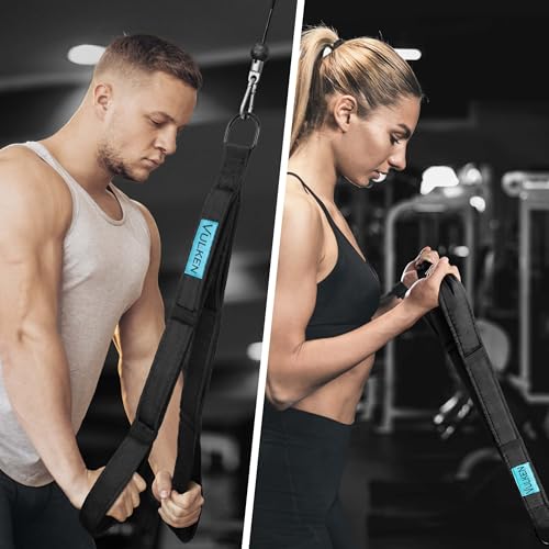 Vulken Tricep Rope Cable Attachment. 28.7 Inch & 22 Inch Two Lengths Built in One Pull Down Rope - color: ‎Black-Three Lengths