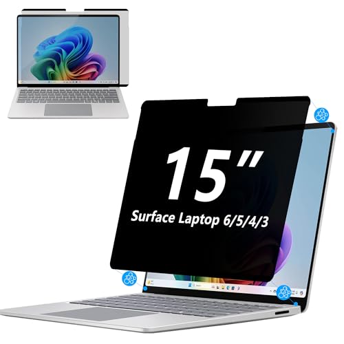 Megoo Privacy Screen Protector for Surface Laptop 6/5/4/3 15 Inch, Anti-Spy, Anti-Glare, Blue Light & UV Blocking, Magnetic Nano Technology, Removable Design - size: Laptop 6/5/4/3 15"