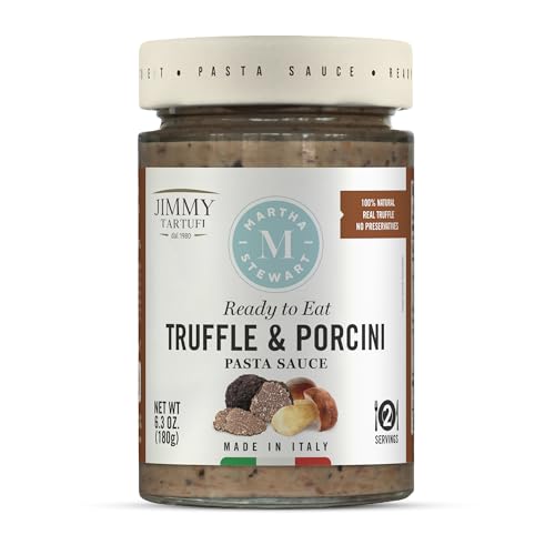 Martha Stewart & Jimmy Tartufi Truffle & Porcini Pasta Sauce 6.3 oz (Pack of 1) - Real Truffle, Porcini Mushrooms, 100% Natural, Gluten Free, No