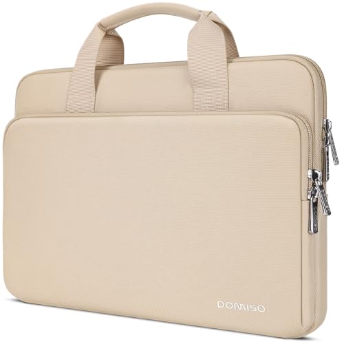 DOMISO 15.6 inch Laptop Case Sleeve Protective Cover Compatible with 16 inch MacBook Pro M4 M3 M2/Pro Max,15.6-16 inch HP Dell ASUS Lenovo Chromebook,Waterproof Computer Cases Bag with Handle,Beige - color: Beige, size: 15.6 inch