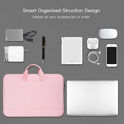 15.6 Inch Laptop Sleeve TSA Case Women Ladies Bag for Macbook Pro 16" M5 M4 M3 M2 M1, Lenovo Ideapad 15.6", HP Envy/Victus 15.6, Dell Inspiron 15, Acer Aspire/Nitro 15, ASUS MSI Macbook 15 Case, Pink - color: Pink, size: 15.6 Inch