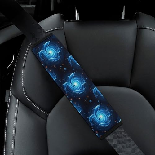 2 Pack Outer Space Swirl Ocean Marine Blue Galaxy Dolphin Seat Belt Shoulder Pad Universal Soft and Comfortable Shoulder Protector for Kids, Most Cars, Pressure Relief - color: Pattern 995