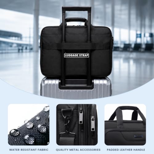 EMPSIGN Laptop Bag Briefcase for Men, 17.3 Inch Computer Case, Black-Blue | Expandable Computer Bag, Water Repellent, Shoulder Messenger Bag, Detachable Strap, Work Business Travel Office - color: Black/Blue