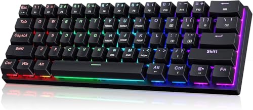 60% Wired Mechanical Gaming Keyboard with Blue Switches, LED Backlit | 61 Keys Ultra-Compact Mini Portable Office Keyboard for PC/Mac/Xbox, 18 LED Backlight, Easy to Carry On Trip, Black - color: Premium Black