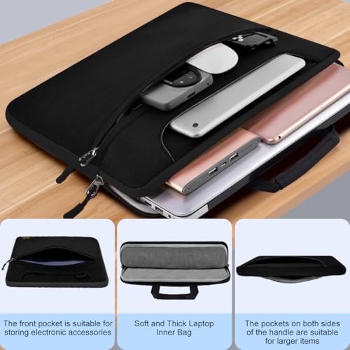 Hseok Laptop Shoulder Bag 17-17.3 inch Case, Durable Shockproof Protective Briefcase with Multi-Pockets Compatible with Lenovo Most 17-17.3 inch HP Acer Dell ASUS MSI Notebooks,Black - color: Black, size: 17-17.3"