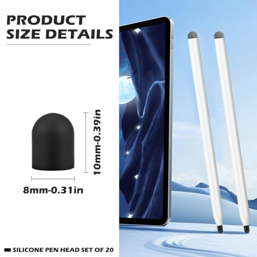 20Pcs Replacement Tips Silicone Rubber Touch Screen Pens Tips for Touch Pen (8 * 10mm) - color: 8*11mm