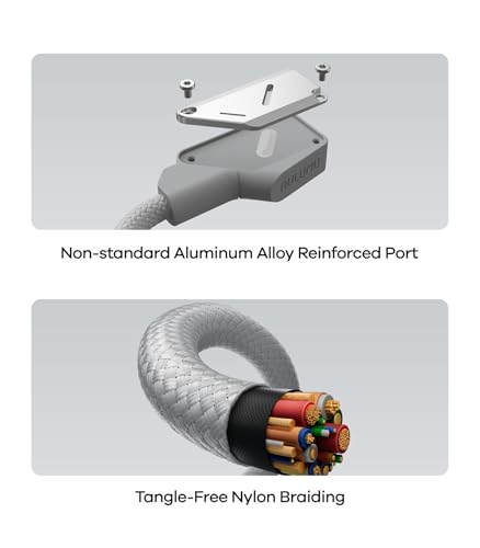 Aulumu M07 240W USB-C to USB-C Cable | USB 3.1 Gen2 10Gbps | 4K@60Hz Video Output Fast Charging | Compatible with iPhone 17/16/15 Pro Max, NVMe SSD, Galaxy S25/S24/S23 Ultra, MacBook Pro - Gray 6.6FT - size: 6.6ft, style: Grey - Aluminum