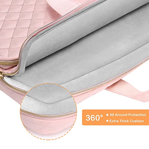 MOSISO 360 Protective Laptop Case 16 inch,15-15.6 inch Laptop Sleeve | Compatible with MacBook Pro 16 M5 M4 M3 M2 M1 HP Acer Dell Lenovo,Square Quilted Bag with 2 Pockets&Handle&Belt, Chalk Pink - color: Chalk Pink, size: 16 inch
