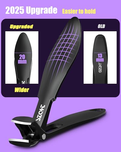 2025 Upgrade Angled Head Nail Clippers for Men, SZQHT Toenail Clippers for Seniors Thick Toenails, Large Toe nail Clippers with Catcher, Extra Wide Handle, Sharp Heavy Duty Stainless Steel Nail Cutter - style: Black