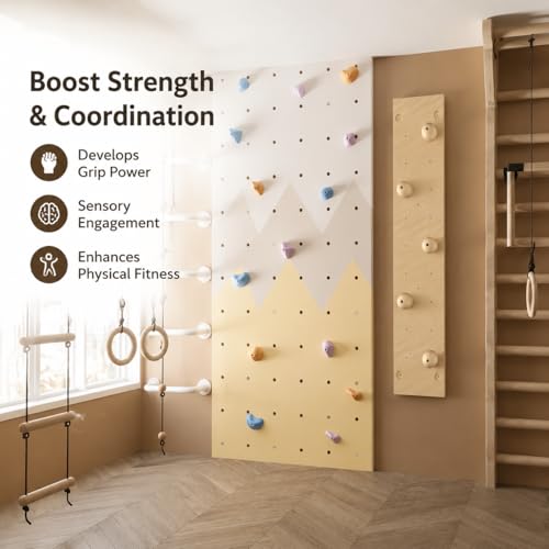 Home Climbing Wall Panel, 1.22 × 2.44 m Solid Material, Wall-Mounted Indoor Climbing Panel, Physical Training & Active Play, Grip Sphere Board - style: Grip sphere Board