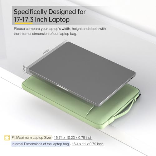 Laptop Sleeve Case 17 17.3 Inch with Handle Computer Bag Carrying Case for HP Pavilion 17/ Envy 17/ Dell/IdeaPad ThinkPad/LG Gram/MSI/ASUS Acer, Green - color: Green, size: 17-17.3 Inch